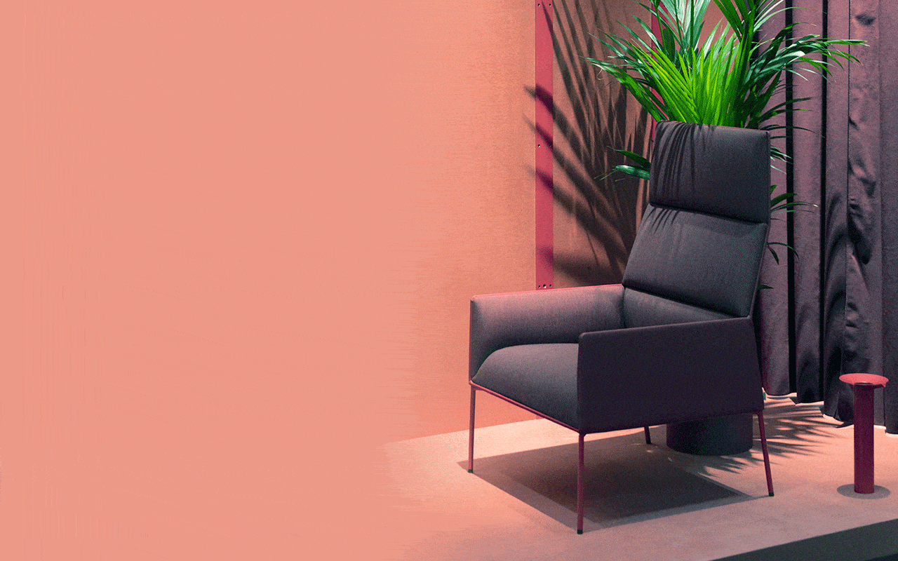 Modernt rum målat i en rosa färg. data-lazy-src=